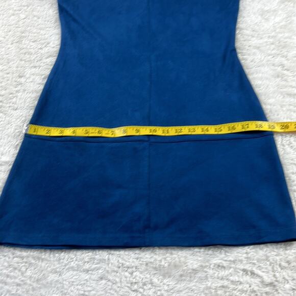 Paper Crane drop waist blue faux suede dress, size small - Picture 7 of 9